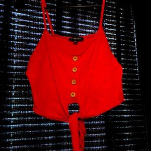 Red buttoned crop top